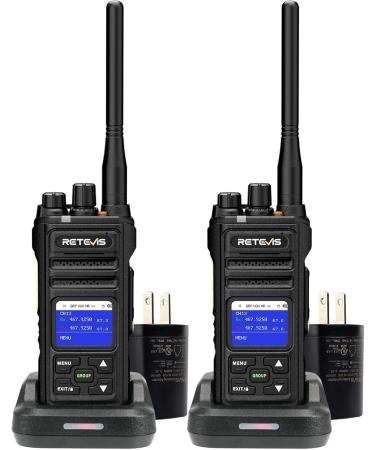 Retevis NR30S Walkie Talkies Long Range IP67 Waterproof GMRS Two Way Radio Noise Canceling - Black - Pack Of 2