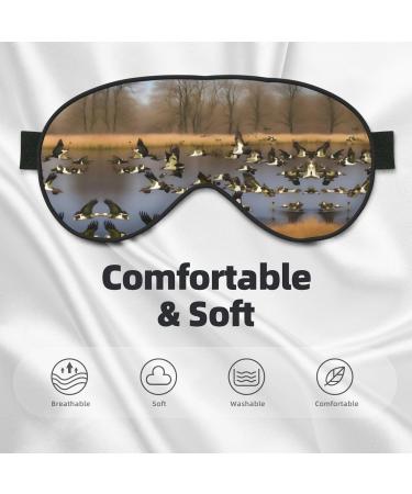 Flying Wild Ducks Print Unisex Sleep Mask | Double-Sided Eye Mask for Sound Sleep & Skin Care - Black - Buy Online on GoSupps.com