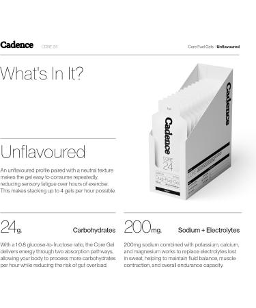 Cadence Core Energy Gels for Running Endurance - Carbohydrates Per Serving with Electrolytes for Hydration - Dual Fuel Formula for Long Distance Sport Cycling - 12 Pack (44g x 12) - Buy Online on GoSupps.com