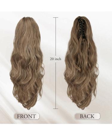 BARSDAR Long Wavy Claw Clip Ponytail Extension 20'' Golden Chestnut Brown Mix Blonde Synthetic Hairpiece for Women - Perfect for Daily Use & Parties | Pack of 1 - Buy Online on GoSupps.com
