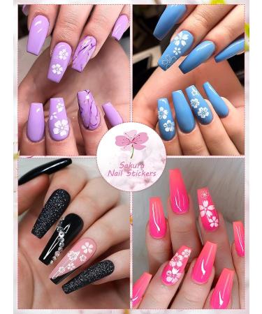 Flower Nail Stickers Decals White Cherry Blossom Stickers EBANKU 8 Sheets Self-Adhesive White Flower Stickers for Acrylic Nails Designer Nail Art Stickers Supplies for Woman Girl - Buy Online on GoSupps.com