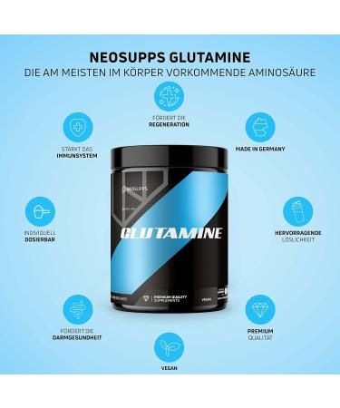 Neosupps L-Glutamine Powder 500g - Pure Tasteless Vegan Post-Workout Supplement for Enhanced Training Recovery - Buy Online on GoSupps.com
