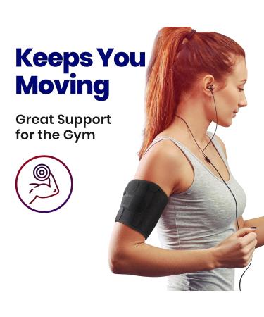 ARMSTRONG AMERICA Bicep Tendonitis Brace - Compression Sleeve for Upper Arm Pain Relief | Support for Bicep Strains & Tendonitis (S/M Black - Buy Online on GoSupps.com