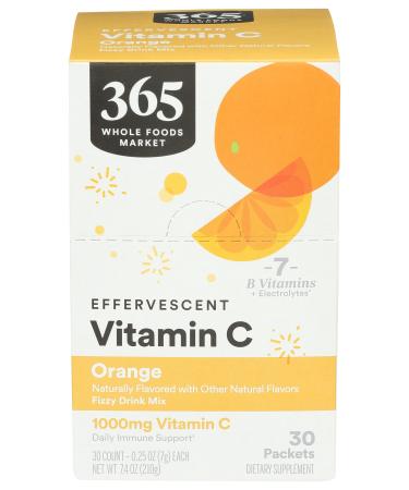 365 by Whole Foods Market Effervescent C Powder Orange 30 Count 0.26 Ounce (Pack of 30)