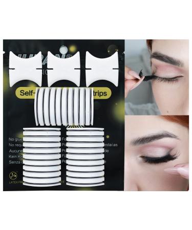 Lash Glue Replacement Self-Adhesive Strips 30 Pcs with Applicator  Waterproof Self-Sticking Adhesive Strips Fit for All Strip False Eyelashes  Single Length 35mm  Ideal Way to Apply Fake Lashes Black Adhesive Strips Blac...