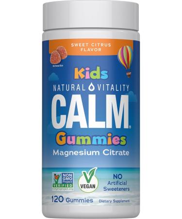 Natural Vitality Calm  Magnesium Citrate Kids Supplement  Stress Relief Gummies  Supports a Healthy Response to Stress  Gluten Free  Vegan  Sweet Citrus  120 Gummies - Buy Online on GoSupps.com