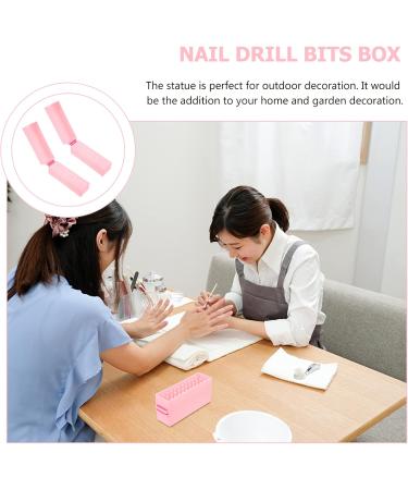 Lurrose Box grinding head storage box Nail Manicure supplies professional nail kit nail care kit manicure pedicure kit Nail Drill Holder Nail Bit Holder nail art tools shell Multiple slots - Buy Online on GoSupps.com