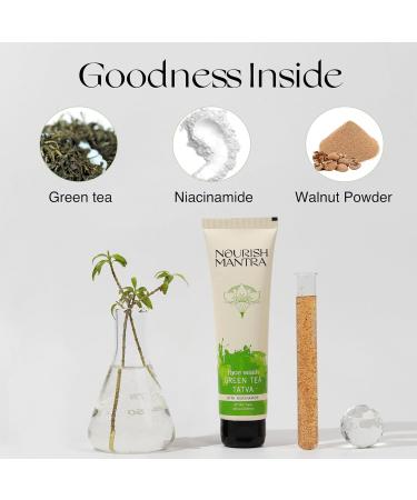 NOURISH MANTRA Green Tea Tatva Face Wash - 2-in-1 Exfoliator & Cleanser with Niacinamide | All Skin Types | Paraben & SLS Free | 100ml - Buy Online on GoSupps.com