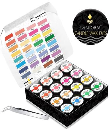 Candle Dye 32 Color Wax Dye for DIY Candle Making (0.2oz Per Color) - Soy & Max Wax Dye Chips with Tweezers - Soluble & Natural Supplies - Buy Online on GoSupps.com
