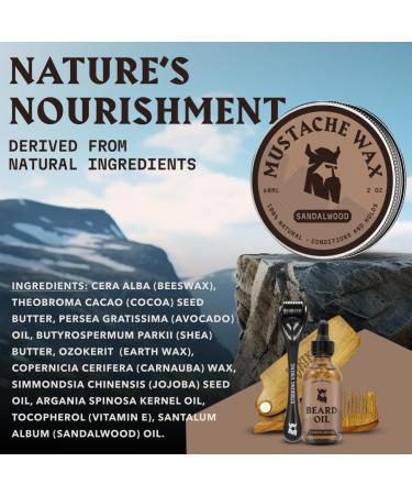 Striking Viking Mustache Wax and Comb Kit - 2 Ounce - Strong Hold Natural Beeswax - Sandalwood Scent - Men's Beard and Moustache Grooming - Buy Online on GoSupps.com