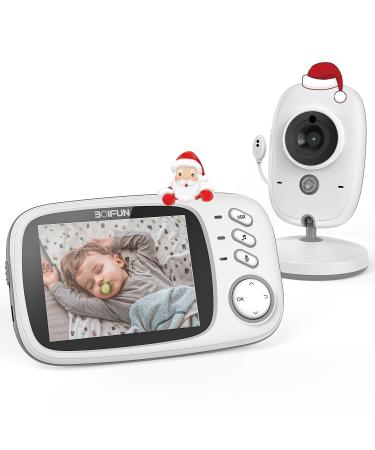 BOIFUN Video Baby Monitor Camera Night Vision No WiFi ECO VOX Mode 3.2'' Screen Two-way Audio Rechargeable Battery Feeding Reminder Temperature Monitoring Smart 8 Lullabies Elder Pet Gift 1 Count (Pack of 1)