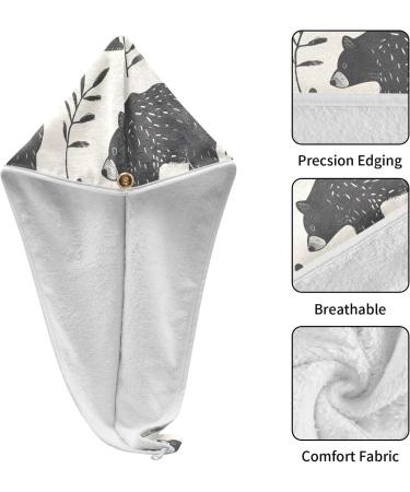 Black Bear Leaf Hair Towel 2 Pack - Super Absorbent Quick Dry Hair Turbans for Women & Girls | Ideal Hair Wraps with Button Twisty Design - Buy Online on GoSupps.com