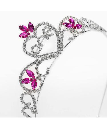 SWEETV Baby Girls 1st Birthday Crown - Pink Rhinestone Princess Tiara Headband - Buy Online on GoSupps.com