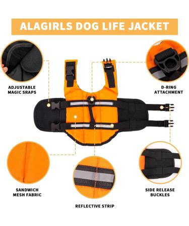 Dog Chimney Reflective Life Jacket | Adjustable Dog Lifeguard Vest | Pet Floating Swimming Jacket with Rescue Handle | Summer Pool & Boating Swimwear (M) - Buy Online on GoSupps.com