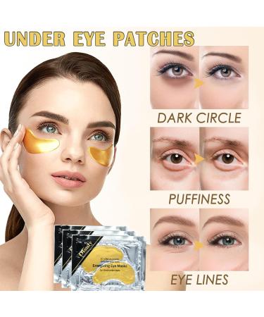24k Gold Under Eye Patches - 30 Pairs | Moisturizing Gel Eye Masks for Puffy Eyes & Dark Circles | Anti-Aging Collagen Patches for Travel - Buy Online on GoSupps.com
