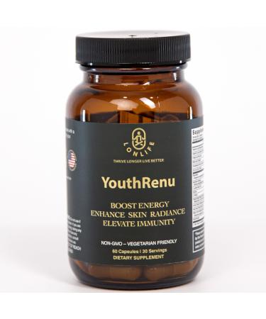 YouthRenu Premium 1200mg Resveratrol & American Ginseng Supplement - 50% Trans-Resveratrol Biotin Collagen Grape Seed Extract & Piperine - All Natural - 60 Vegetarian Capsules - Made in USA