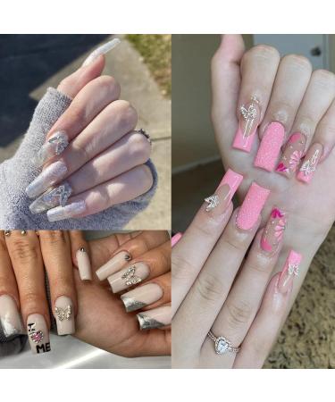 MOMSON Silver Butterfly & Star Nail Charms | 20Pcs Shiny Crystal Rhinestones for Women Nail Designs - Buy Online on GoSupps.com