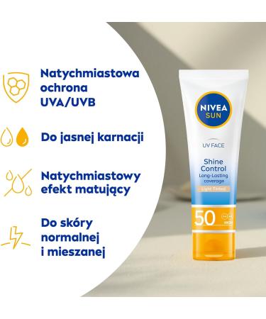  NIVEA SUN NIVEA SUN UV Face Mating Face Cream LIGHT with high protection SPF50 50ml - Buy Online on GoSupps.com