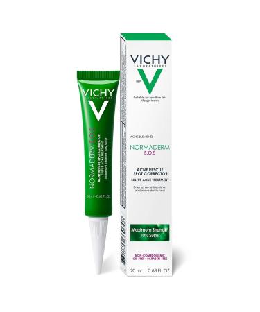 Vichy Normaderm S.O.S Acne Rescue Spot Corrector | Acne Spot Treatment with 10% Sulfur, Niacinamide & Glycolic Acid | Blemish Remover for Sensitive Skin - Buy Online on GoSupps.com