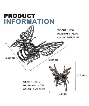 3D Liquid Metal Butterfly Hair Clips Set - Strong Hold Hair Claw Accessories for Women - Includes Large and Small Clips for Thick and Thin Hair - Buy Online on GoSupps.com