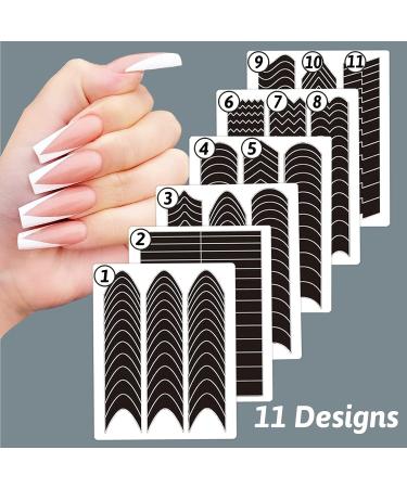 French Tip Nail Guides - Self-Adhesive V-Shaped Manicure Stickers - DIY Decoration Tools (11 Designs, 36 Sheets) - Buy Online on GoSupps.com
