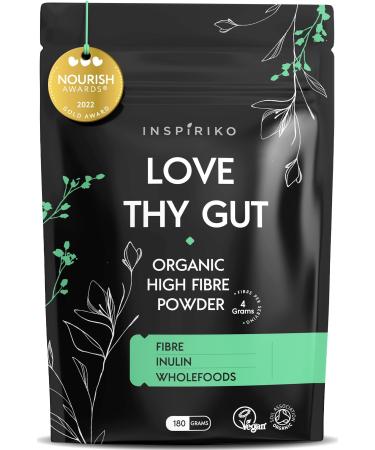 Organic Prebiotic Fibre Supplement - Award Winning Gut Health Supplement with 9 High Fiber Superfoods - High in Soluble Fibre Powder Prebiotics & Insoluble Fibre. 180 Grams. by Inspiriko