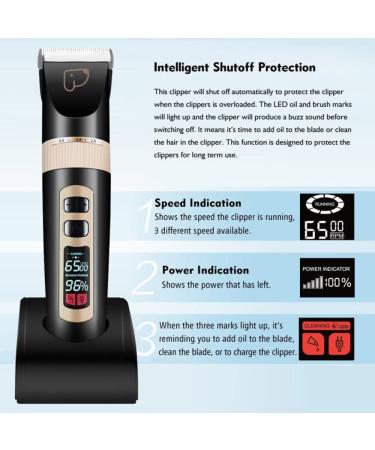 Kiizon Rechargeable Cordless Dog Grooming Clippers 3-Speed Kit for Cats - LED Screen, Intelligent Protection - Buy Online on GoSupps.com
