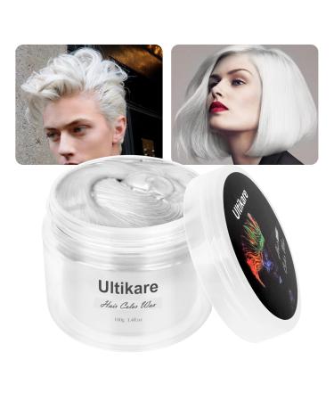 lonstin Temporary Hair Color Cream Ultikare Hair Color Wax TTemporary Hair Wax Color Instant DIY Cosplay for Carnival Christmas Halloween Parties for Men and Women White