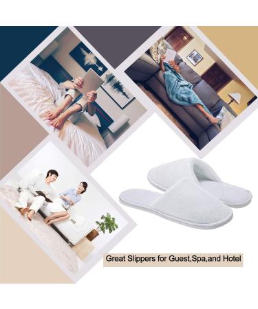 AhFulife 5 Pairs White Terry Hotel Slippers | Disposable Spa House Shoes for Men & Women | Unisex Guest Shoes Set EU 39/41 - Buy Online on GoSupps.com