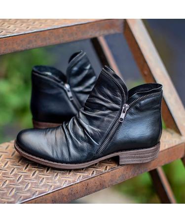 Women's Orthopedic Ankle Boots with Arch Support | Comfortable Leather Wedge Booties - Black, Size 7 - Buy Online on GoSupps.com