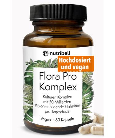 Nutribell I Capsules for intestinal flora with high dosage of 833 billion cfu/g* I VEGAN with inulin I 10 complementary bacterial strains