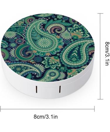 Green Paisley Contact Lens Case - Portable Travel Case with Mirror for International Shipping - Buy Online on GoSupps.com