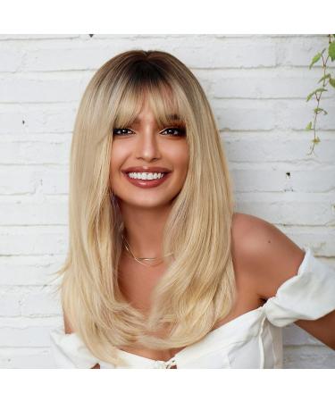 Shop Ombre Blonde Wigs with Bangs - Heat-Resistant Synthetic Women's Wigs for Everyday Use - Buy Online on GoSupps.com