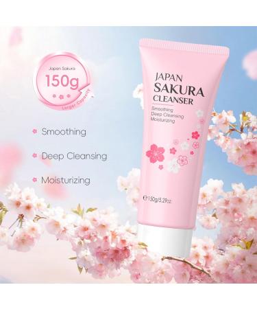 FEESHOW Daily Use Sakura Foaming Face Cleanser Cream Deep Cleaning Moisturizing Smooth Skin Oil Water Balance Pink One Size One Size Pink - Buy Online on GoSupps.com