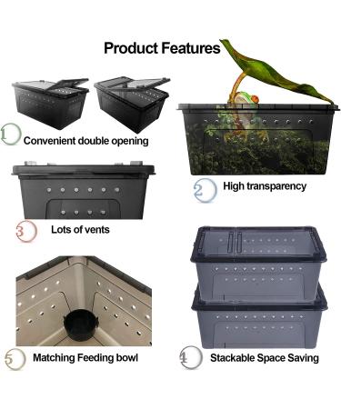 Kathson Small Reptile Feeding Box - Portable Mini Pet House for Lizard, Spider, Frog - Black - Buy Online on GoSupps.com