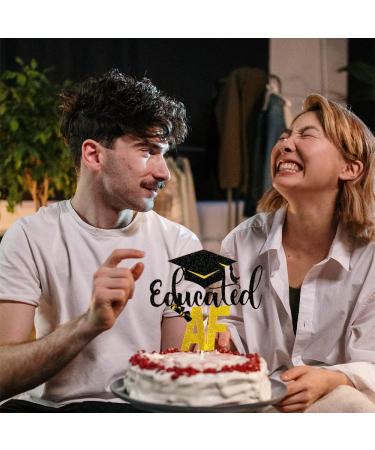 GotGala Educated AF Cake Topper Gold Glitter Graduation Cake Topper for Class of 2022 High School Graduation Grad Party Decorations - Buy Online on GoSupps.com