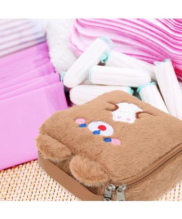 Coheali Large Capacity Coin & Cosmetic Storage Bag - Multifunctional Decorative Organizer for Menstrual Products - Portable Brown Design - Buy Online on GoSupps.com