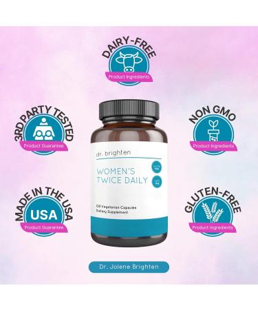 Dr. Brighten Women s Twice Daily Premium Women s Multivitamin Full-Spectrum with No Iron Unique Nutrients Higher B Vitamins 120 Capsules - Buy Online on GoSupps.com