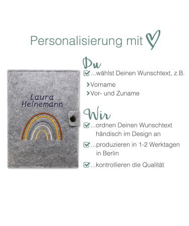 Personalized Motherpass Cover - Rainbow Natural Felt Made in Germany | Ideal Gift for Pregnant Moms with Pockets for Insurance Card & Ultrasound Images - Buy Online on GoSupps.com