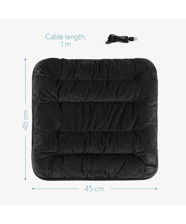 Navaris Heated Pillow - 45x45 cm Heat Cushion with 3 Levels & USB Connection - Electric Heating Mat in Black | International Shipping - Buy Online on GoSupps.com