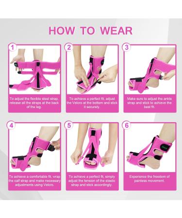 Plantar Fasciitis Night Splint | Heel Pain Relief for Men & Women | Arch Support Brace for Achilles Tendonitis & Foot Drop - Pink - Buy Online on GoSupps.com