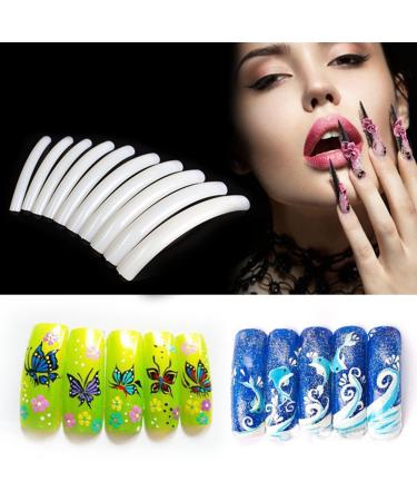 10Pcs Extra Long Beige Half Cover Artificial Fingernails Tips - Nail Art Design for Salon & DIY Manicure - Buy Online on GoSupps.com