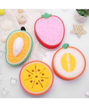 4-Piece Kids Shower Sponge Set | Suction Fruit Sponges for Toddler Bathing | Gentle & Fun Bathing Accessories - Buy Online on GoSupps.com