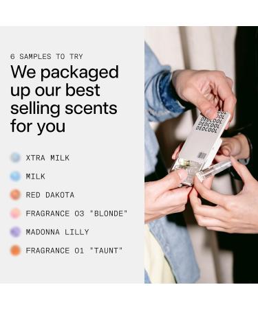 DedCool Sample Tin 6 Scents (Xtra Milk Milk Red Dakota 01 Taunt Madonna Lilly 03 Blonde) for Men & Women Long Lasting Luxury Fragrance Genderless Vegan Non-Toxic Fragrance For All Xtra Milk Milk 01 Taunt 03 Blonde Madonna Lilly Red Dakota - Buy Online on GoSupps.com