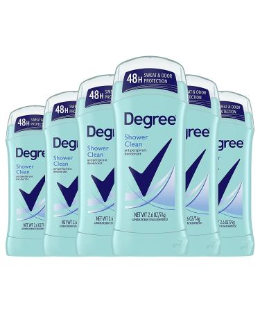 Degree Original Antiperspirant Deodorant 48-Hour Sweat & Odor Protection Shower Clean Antiperspirant for Women, 2.6 Ounce (Pack of 6)