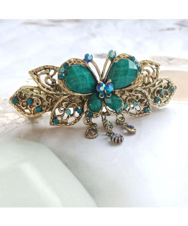 Vintage French Rhinestone Flower Butterfly Hair Clips for Women & Teens - Blue Hair Claws & Accessories - Buy Online on GoSupps.com