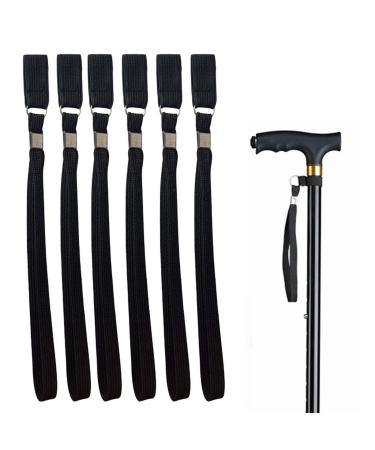 NHCDFA Walking Stick Strap 6pcs Black Nylon Strap Strap Wristband For Walking Stick Stick Accessories Wrist Strap Use With Walking Sticks Easy To Put On Fits Securely For Elderly or Other Users