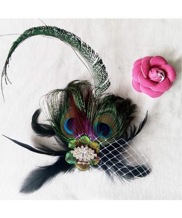 Peacock Feather Fascinator Headpiece with Rhinestone Detail for Women - Buy Online on GoSupps.com