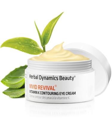 HD Beauty Vivid Revival Vitamin K Contouring Under Eye Cream for Undereye Circles Puffiness and Fine Lines with Hyaluronic Acid and Organic Aloe Vera 0.5oz