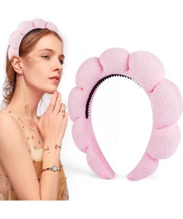 Bumobot Spa Headband for Washing Face  Sponge Skincare Headbands  Padded Soft Makeup Headband for Women Girls  Hairband Headband for Face Washing Skincare Makeup Removal Shower Pink